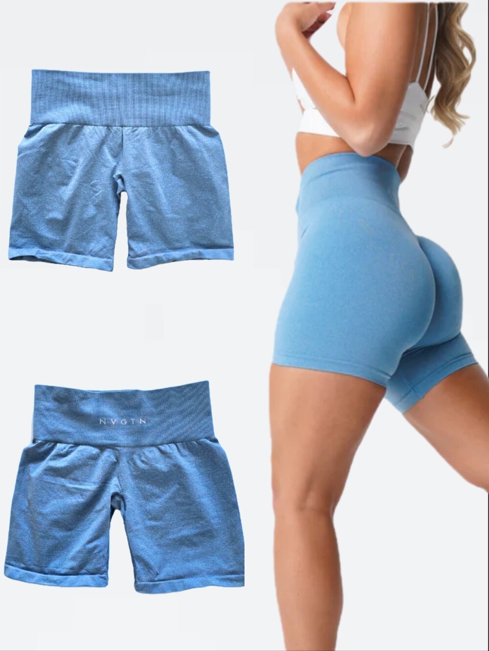 NVGTN Pro Seamless Shorts Sky Blue